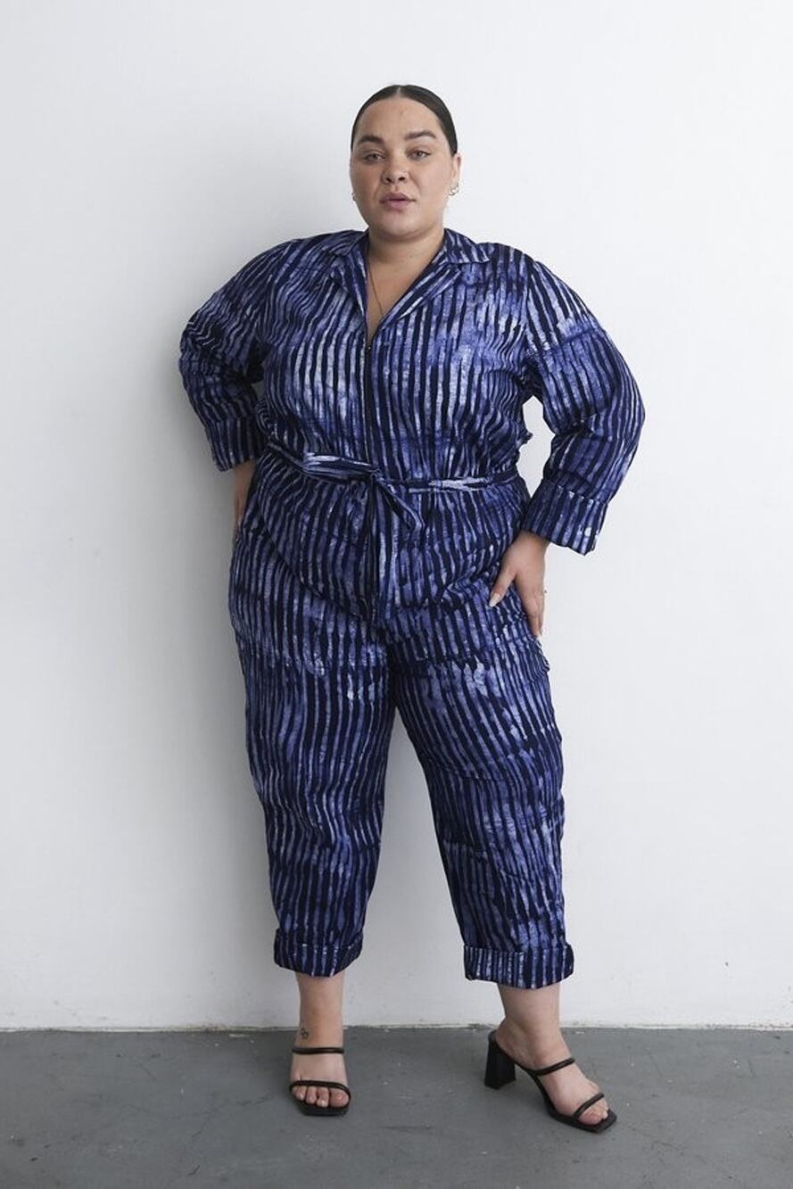 Osei-Duro AW21 Fuga Flight Suit/Jumpsuit, Size 3XL, Blue Tie Dye, **Missing Belt